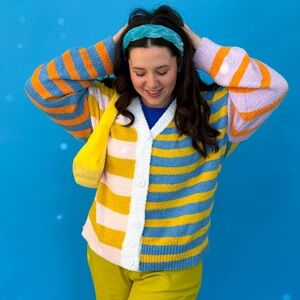 Fuzzy Striped Cardigan